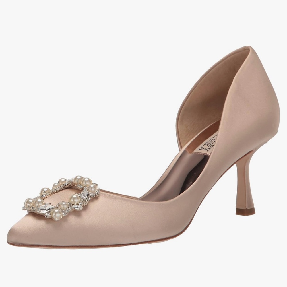 Badgley Mischka Fabia nude Heels with Crystal Embellishment